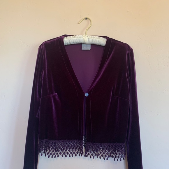 Velveteen maxi dress with cropped jacket. Size P6. - Picture 4 of 8